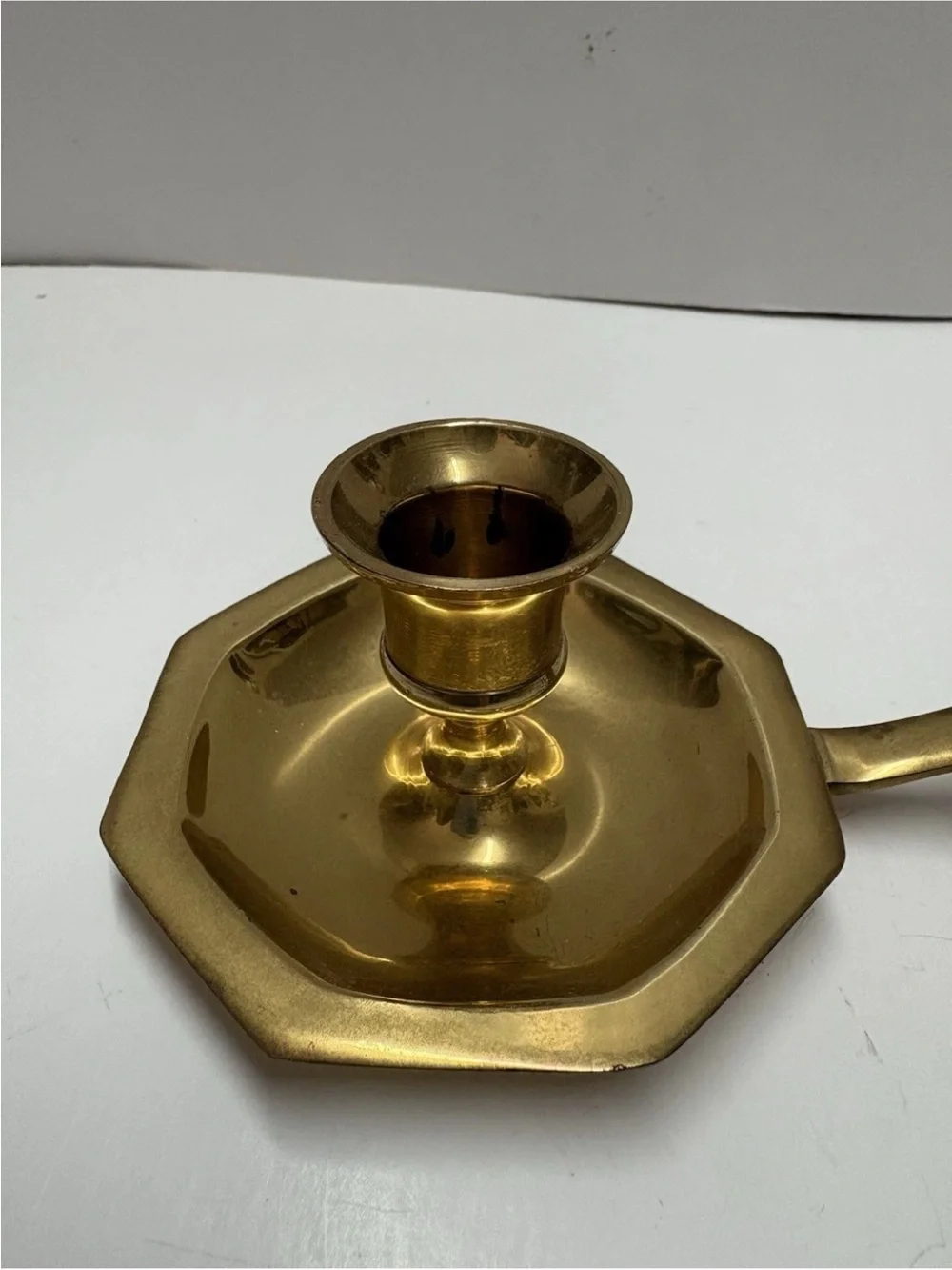 Vintage Brass Candlestick Octagon Base Taper Holder Cottage Decor